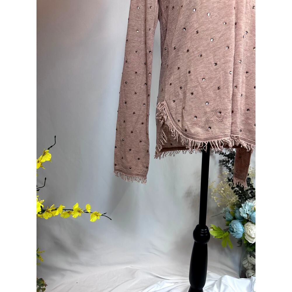 Zadig & Voltaire Riviera Rhinestone Cashmere Sweater Blush Size M - Picture 15 of 16
